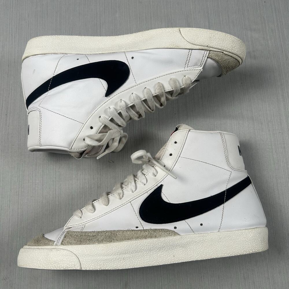 Nike Blazer Mid 77 Vintage Mens Size 11 White Leather Casual Sneakers BQ6806-100